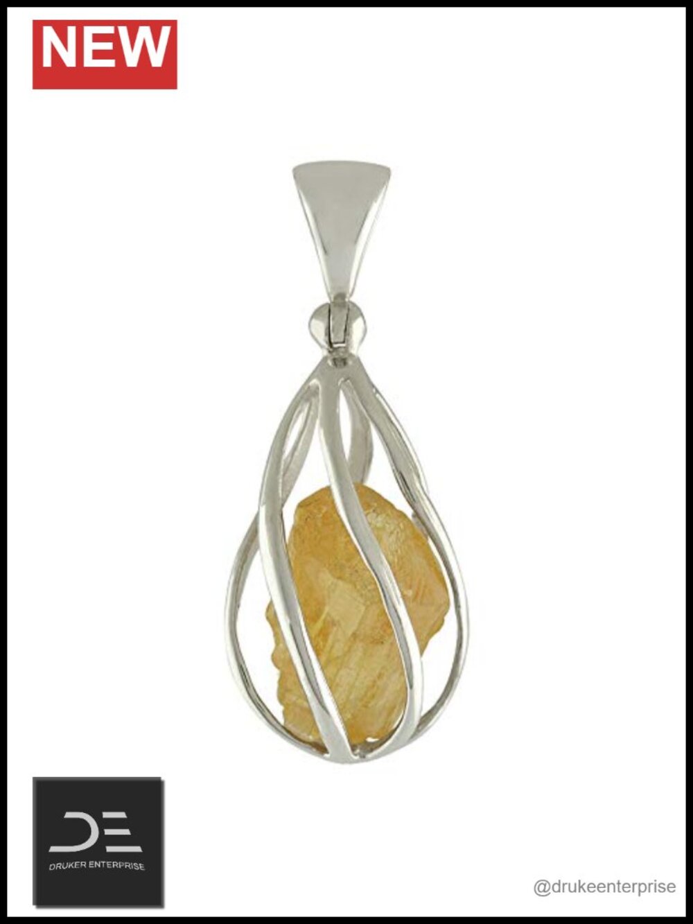 Sterling Silver Imperial Topaz Cage Pendant Teardrop Jewelry